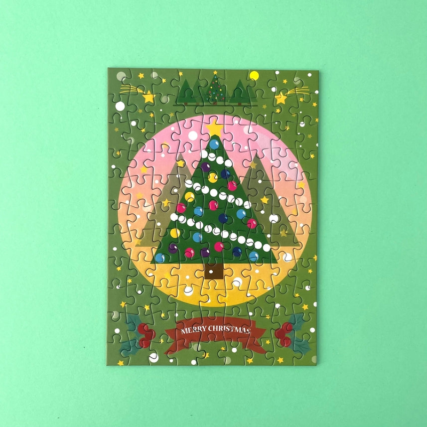 Merry Christmas Postcard | 99 Piece Jigsaw Puzzle