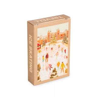The Trevell Ice Skating 99 Piece Jigsaw Puzzle features an illustrated outdoor skating scene on its box and supports 1% for the Planet.
