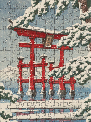 Kawase Hasui: Snowfall | 120 Piece Double-Sided Jigsaw Puzzle Set
