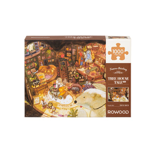 Enjoy the Robotime Tree House Tale | 1,000 Piece Jigsaw Puzzle, featuring a charming illustrated scene of animals in a cozy tree house. Perfect for adults seeking a detailed and relaxing puzzling experience.