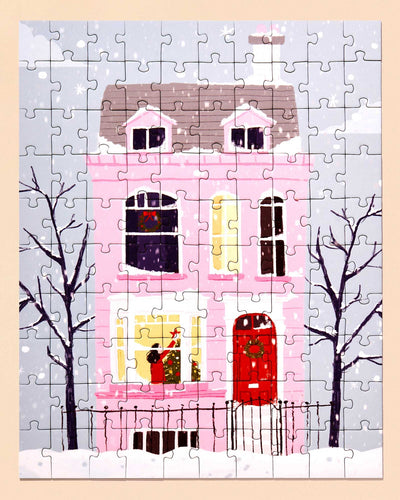 Christmas Pink House | 100 Piece Jigsaw Puzzle