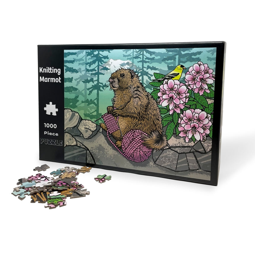 Knitting Marmot | 1,000 Piece Jigsaw Puzzle