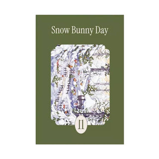 Snow Bunny Day | 99 Piece Jigsaw Puzzle by la pauz features a green cover with skiers and playful scenes among trees, plus the number II—a charming image ideal for your next Moonberry mini puzzle adventure.