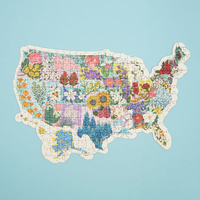 Map Shaped State Flower USA | 275 Piece Jigsaw Puzzle