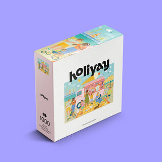 The Douceur D'été 1,000 piece jigsaw puzzle by Holiyay Puzzles showcases vibrant summer scenes—colorful outdoor fun by the ocean—making it a perfect relaxing activity.