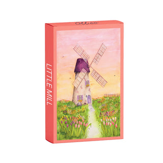 A rectangular box with a colorful windmill scene and “LITTLE MILL” on the side holds Olleo Puzzles’ Little Mill 99 Piece Jigsaw Puzzle—a charming pick for fans of pastoral landscapes.