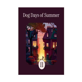 The Dog Days of Summer cover, inspired by the la pauz Dog Days of Summer | 99 Piece Jigsaw Puzzle, depicts an illustrated evening street with houses, trees, a car, and a person walking a dog; number 11 appears at the bottom.