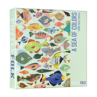 A Sea of Colors | 1,000 Piece Jigsaw Puzzle by Puzzlefolk features vibrant fish artwork—an underwater puzzle perfect for mindful moments.