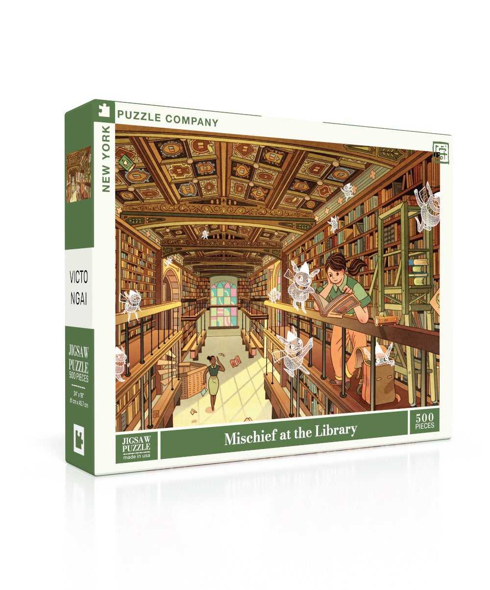 Mischief at the Library by New York Puzzle Company | 500 Piece Jigsaw ...