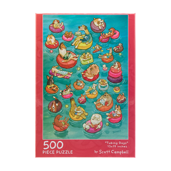 Tubing Dogs by Scott C Shop | 500 Piece Jigsaw Puzzle – Puzzledly