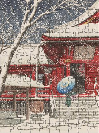 Kawase Hasui: Snowfall | 120 Piece Double-Sided Jigsaw Puzzle Set