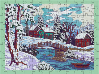Cj Hurley: Snowy Cabins | 120 Piece Double-Sided Jigsaw Puzzle Set