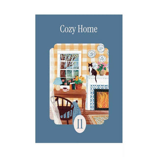 Discover la pauz’s Cozy Home | 99 Piece Jigsaw Puzzle, featuring an illustrated cat on a windowsill, fireplace, and cozy decor—perfect inspiration for your next relaxing puzzle session.