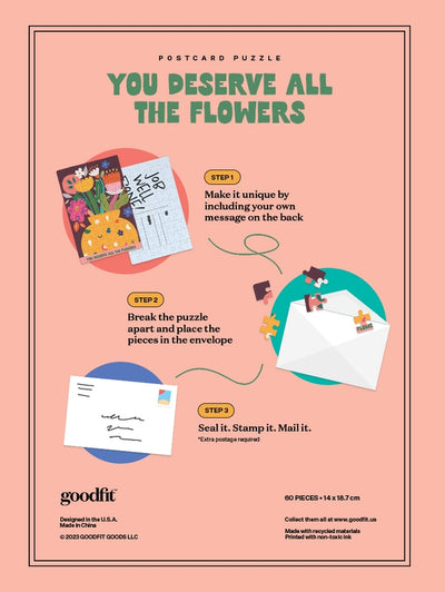 You Deserve All the Flowers Postcard | 60 Piece Jigsaw Puzzle
