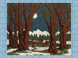 Cj Hurley: Snowy Cabins | 120 Piece Double-Sided Jigsaw Puzzle Set