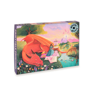 Piece together the Trevell Fairytale Painting 500 Piece Jigsaw Puzzle, featuring a girl painting next to a red dragon with a castle, deer, and vivid scenery. Eco-friendly and made in Turkey—perfect for your next relaxing activity.