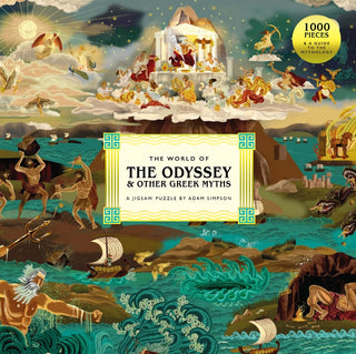 Experience the legends of ancient Greece with "The World of the Odyssey & Other Greek Myths | 1,000 Piece Jigsaw Puzzle" by Laurence King Publishing. This illustrated puzzle box features captivating scenes of Greek gods and mythical creatures, making it the perfect choice for fans of legendary tales and mythology.