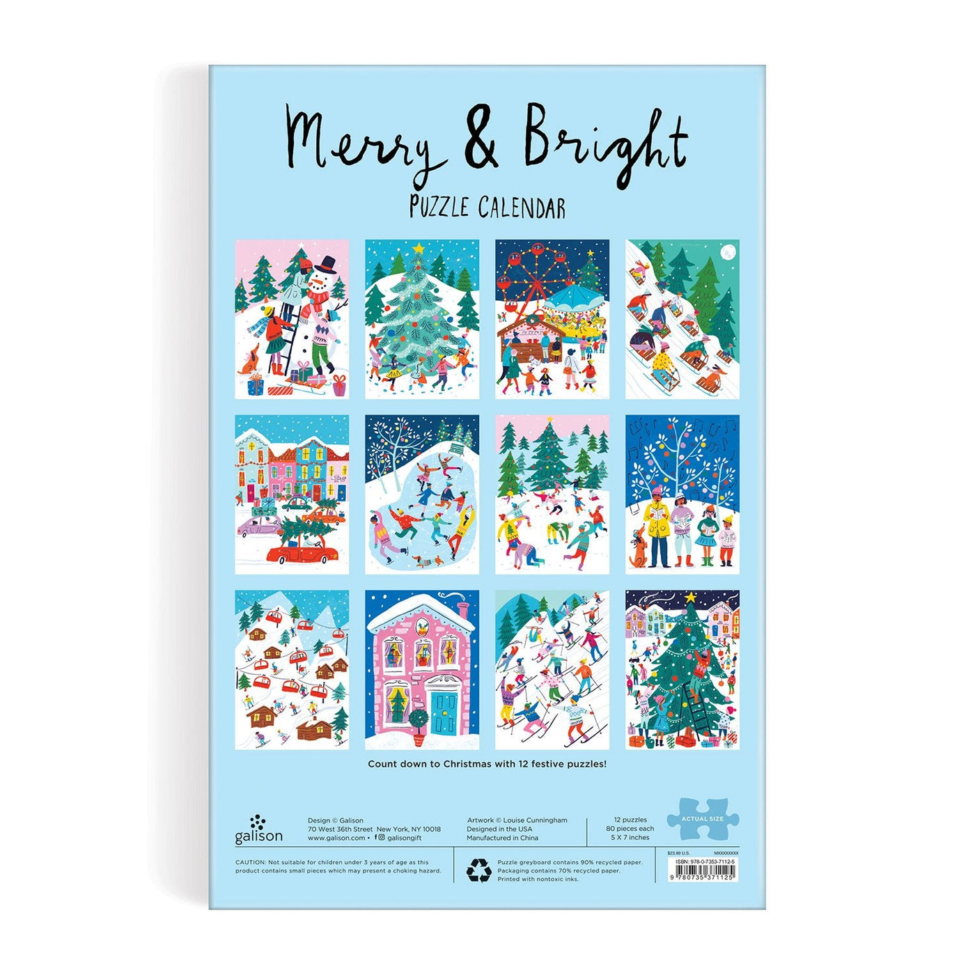 Merry & Bright 12 Days of Christmas Advent Puzzle Calendar
