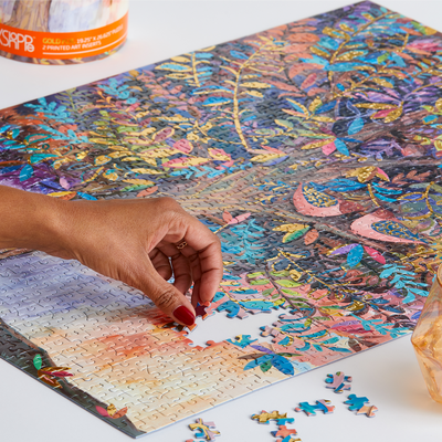 Illumination Tree Gold Foil Puzzle | 1,000 Piece Jigsaw Puzzle WerkShoppe Puzzledly.