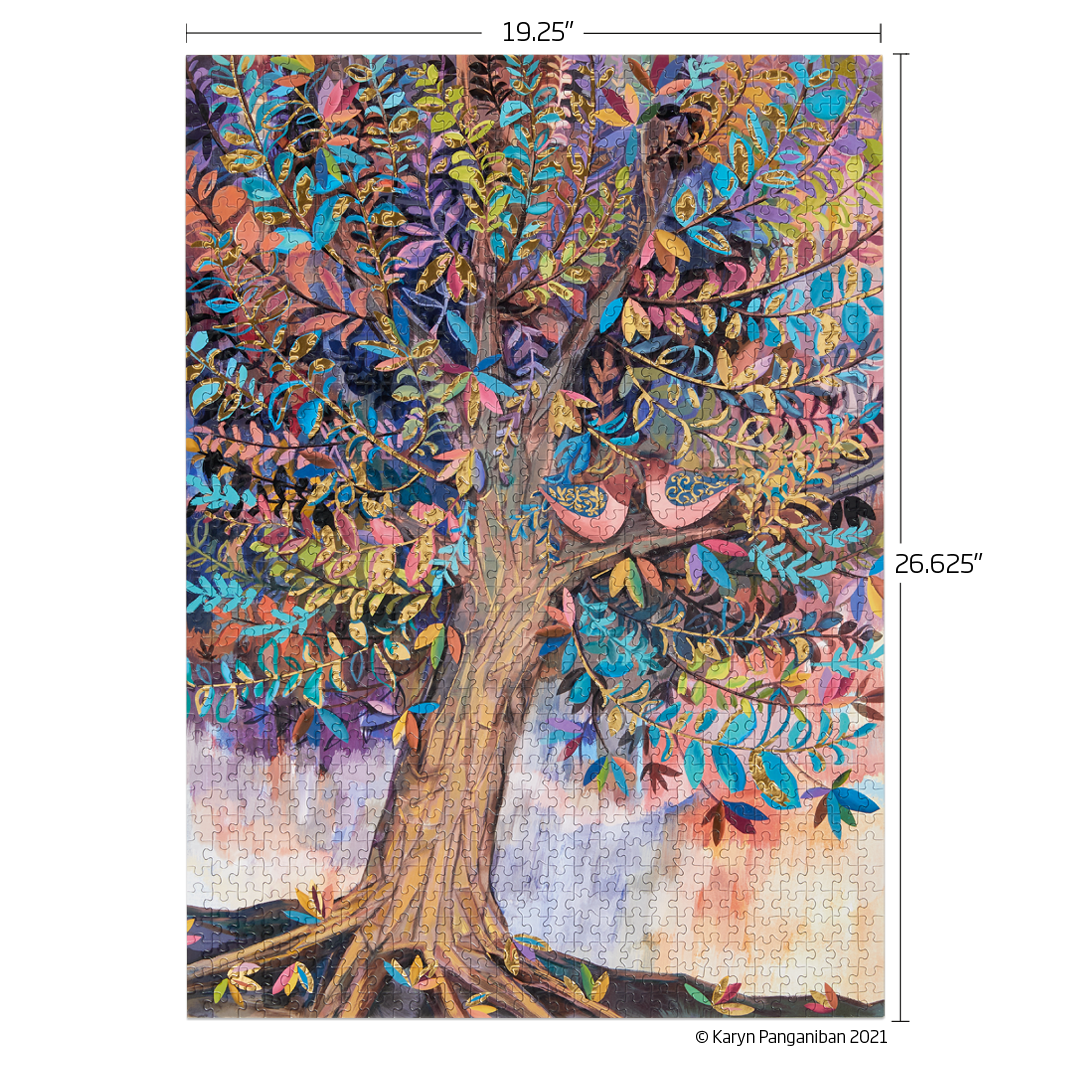 Illumination Tree Gold Foil Puzzle | 1,000 Piece Jigsaw Puzzle WerkShoppe Puzzledly.