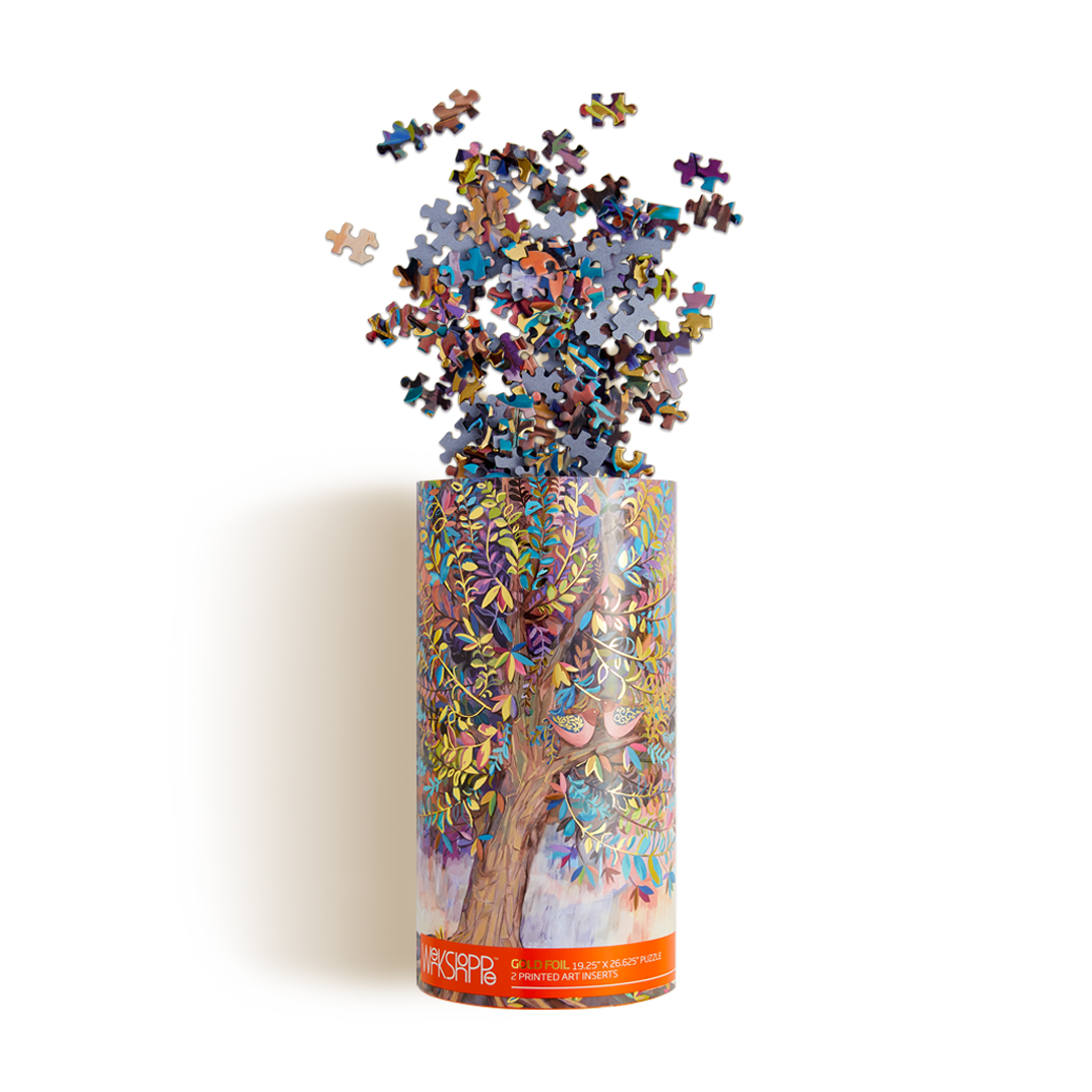 Illumination Tree Gold Foil Puzzle | 1,000 Piece Jigsaw Puzzle WerkShoppe Puzzledly.