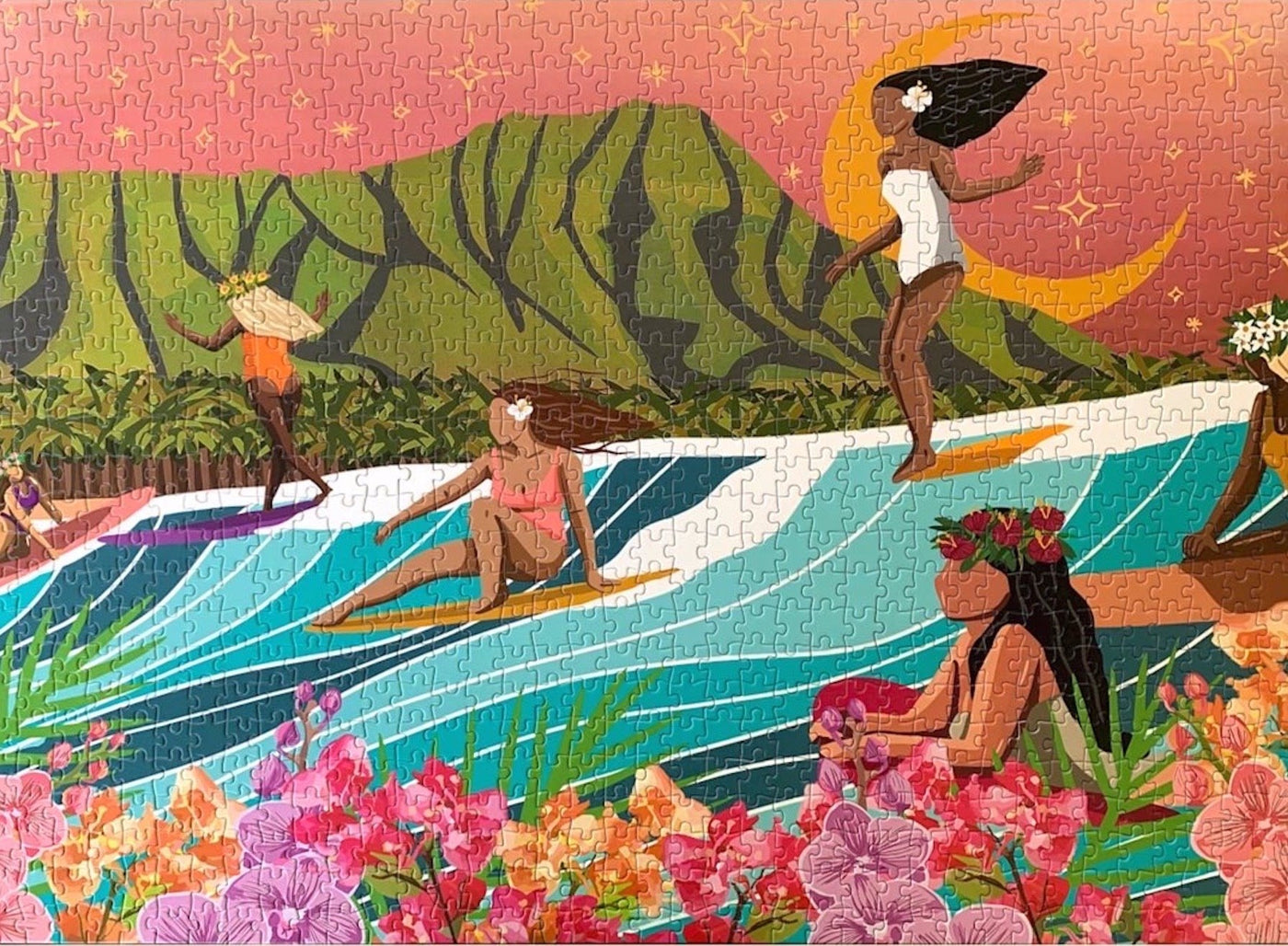 Party Wave | 1,000 Piece Jigsaw Puzzle Surf Shack Puzzles Puzzledly.