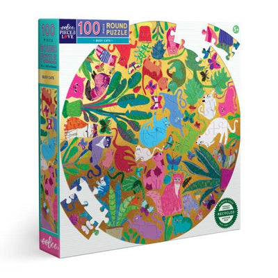 Busy Cats | 100 Piece Round Jigsaw Puzzle