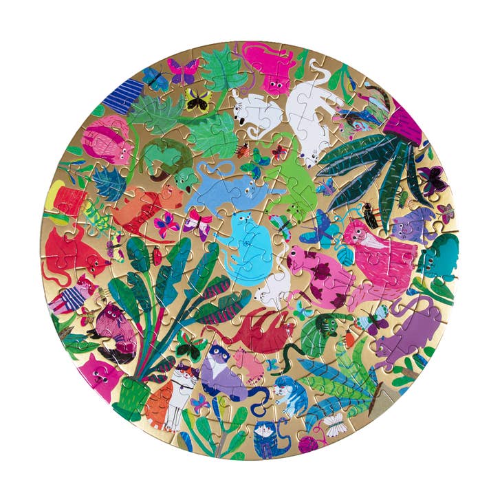 Busy Cats | 100 Piece Round Jigsaw Puzzle