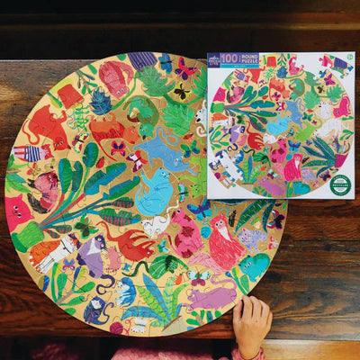 Busy Cats | 100 Piece Round Jigsaw Puzzle