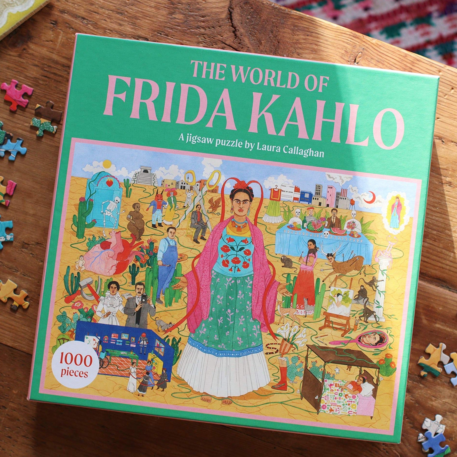 Frida Kahlo In Pink Flowers 2 Jigsaw Puzzle by Mark Ashkenazi Frida Kahlo In Pink Flowers 2 Jigsaw Puzzle by Mark Ashkenazi