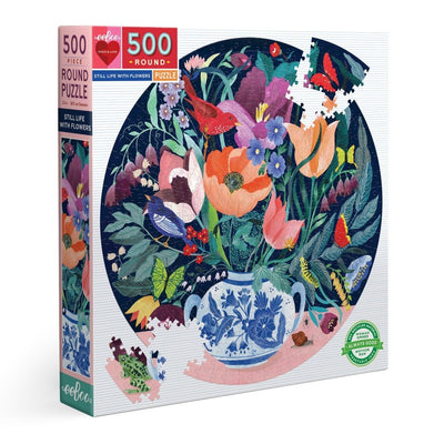 Still Life with Flowers | 500 Piece Round Jigsaw Puzzle